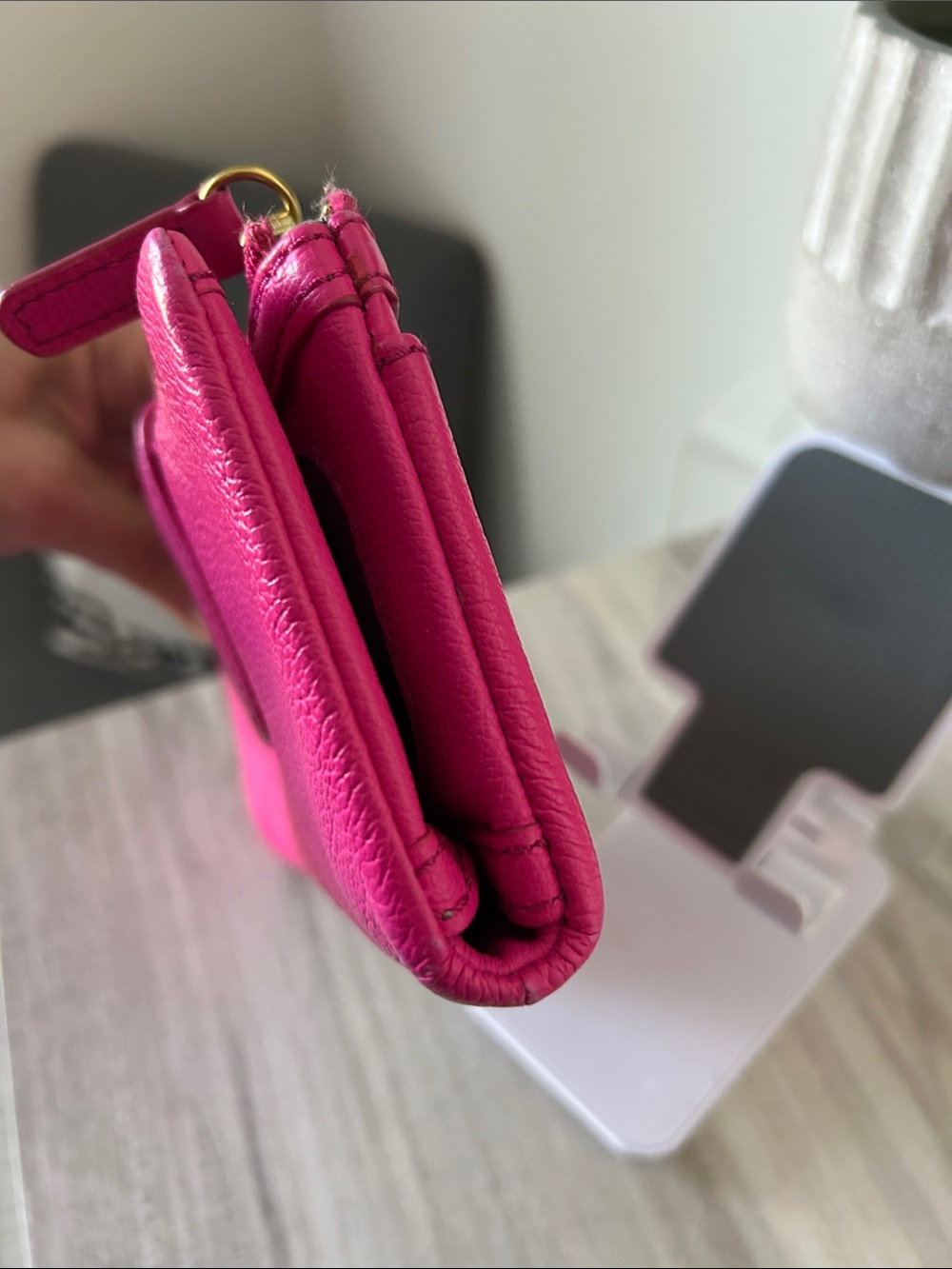 Fossil Bright Pink Leather Zip Wristlet Wallet - Picture 4 of 11